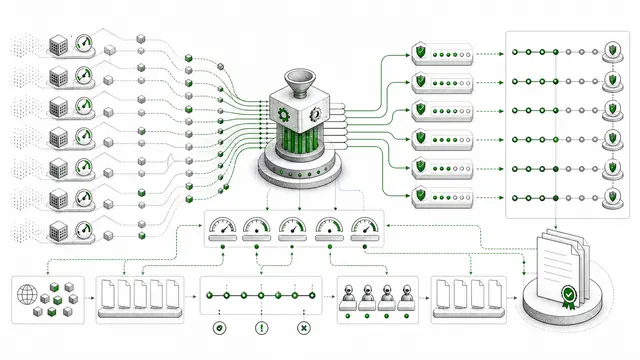 Editorial illustration of vendor concentration and data flows in a software market.